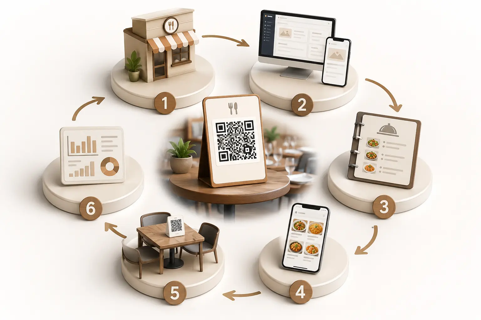 Restoranda masadaki QR kodu telefonuyla okutarak dijital menüye ulaşan müşteri